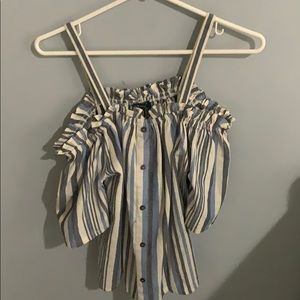 🦋(3/$15) PRIMARK off the shoulder striped shirt